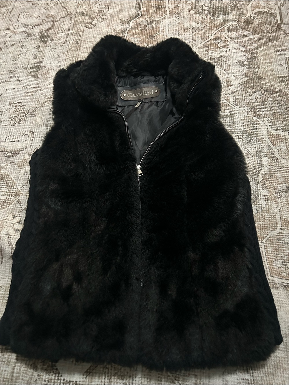 Cavalini Black Faux Fur Zip-Front Vest